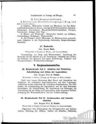 48. Bergbaukunde Teil I: Schürfen und Tiefbohren Aufschließung und Abbau der Lagerstätten
