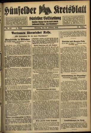 Zweite Ausgabe vom Samstag, den 15. Oktober 1932.