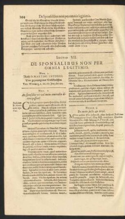 Sectio VII. De Sponsalibus Non Per Omnia Legitimis.