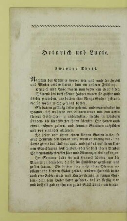 Heinrich und Lucie. Zweyter Theil