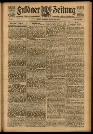 Erste Ausgabe vom Donnerstag, den 18. April 1907.