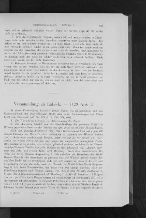 Versammlung zu Lübeck. - 1429 Apr. 1.