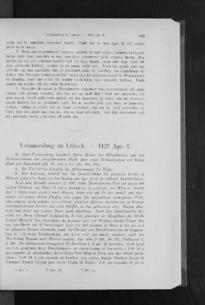 Versammlung zu Lübeck. - 1429 Apr. 1.