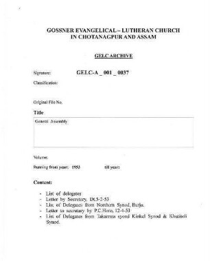 General Assembly - 1953