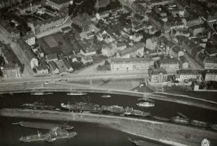 Winterhafen in Pieschen : Dresden-Pieschen. Winterhafen und Wohnbebauung zwischen Rehefelder und Torgauer Straße von Südwesten