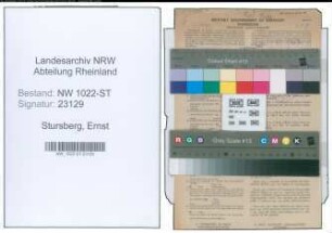 Entnazifizierung Ernst Stursberg , geb. 13.07.1901 (Werkmeister)