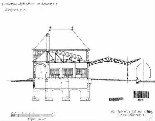 Plochingen: Empfangsgebäude Verwaltungsgebäude Querschnitt (mit FU,Bst.mit Überdachung)