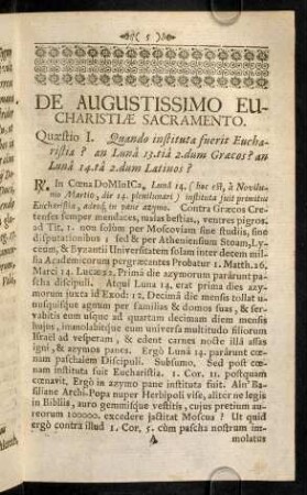 5-38, De Augustissimo Eucharistiae Sacramento.