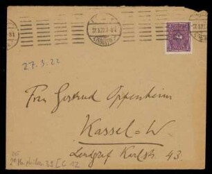 Brief von Franz Rosenzweig an Gertrud Oppenheim
