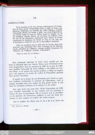 VII Agriculture