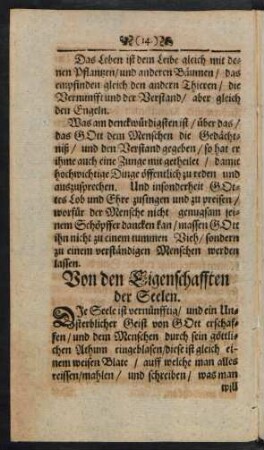 Von den Eigenschafften der Seelen.