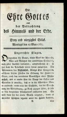 Drey und vierzigstes Stück. Montags den 18 May 1767