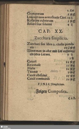 Cap. XX. Zacchara simplicia