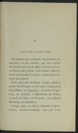 III - Actitud de la Santa Sede