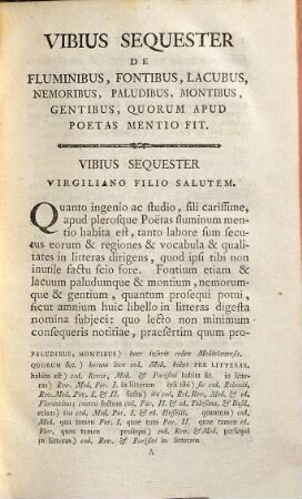 Vibius Sequester De Fluminibus, Fontibus, Lacubus, Nemoribus, Paludibus, Montibus, Gentibus, Quorum Apud Poetas Mentio Fit