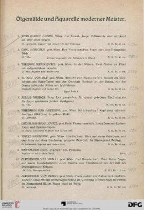 Ölgemälde und Aquarelle moderner Meister (Nr. 1-179)