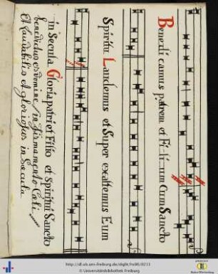 [104r] Antiphon: Benedicamus patrem (Nachtrag).
