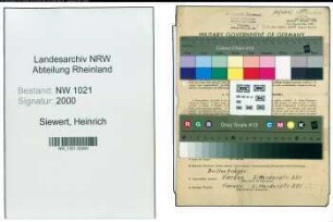 Entnazifizierung Heinrich Siewert , geb. 05.07.1906 (Schneider)