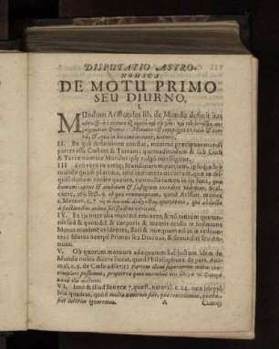 Disputatio Astronomica De Motu Primo Seu Diurno.