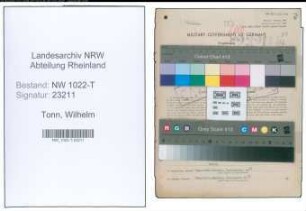Entnazifizierung Wilhelm Tonn , geb. 04.02.1909 (Studienrat)