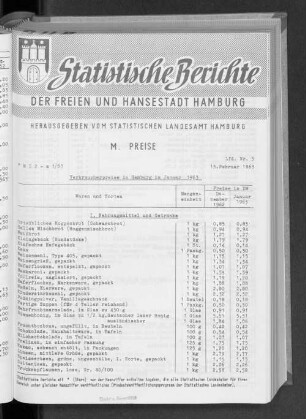 Verbraucherpreise in Hamburg im Januar 1963 : Lfd. Nr. 5