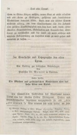 70-117 Zur Geschichte und Topographie des alten Tyrus : ein Beitrag zur biblischen Archäologie