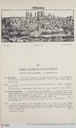 VI. Alte Städteansichten. Dekorative Graphik - Landkarten (Nr. 844 - 916)