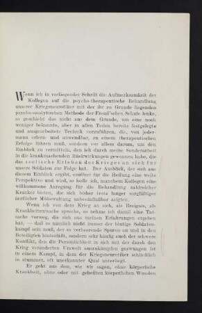 Kriegs-Neurosen und "Psychisches Trauma"