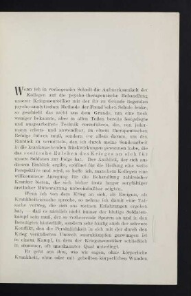 Kriegs-Neurosen und "Psychisches Trauma"