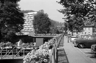 Hauptstraße mit Euro-Hotel und Blumenkübeln in St. Blasien