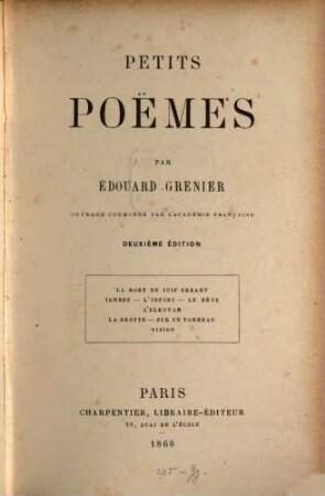 Pètits poëmes : Ouvrage couronné par l'académie Française