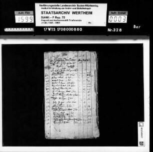 Verzeichnis der dem Stift Triefenstein gehörenden Lehengüter in Urphar