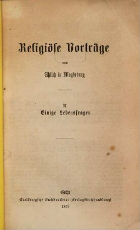 Religiöse Vortrage, 2