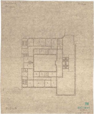 Fischer, Theodor; Würzburg, Münsterplatz; Sparkasse - Grundriss 2. OG