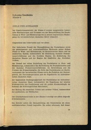 Lehrplan Geschichte Klasse 6