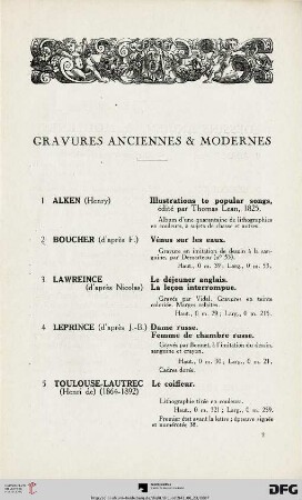 Gravures anciennes & modernes (Nr. 1-7)