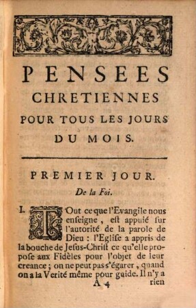 Pensées Chrestiennes pour tous les jours du mois