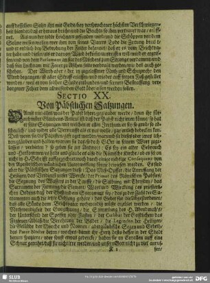 XX. Von Päbstlichen Satzungen