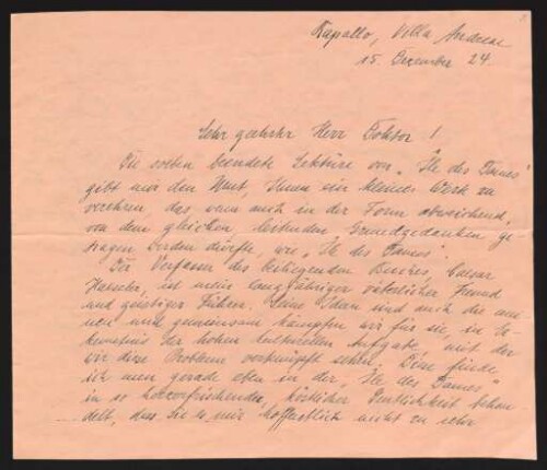Brief von Manfred Andreae an Gerhart Hauptmann
