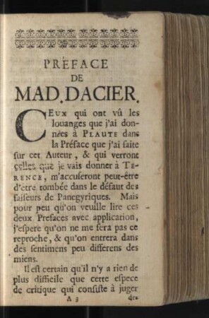 Préface De Mad. Dacier.