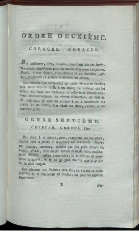 Ordre Deuxième. Coraces.
