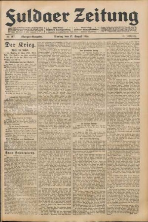 Ausgabe vom Montag, den 17. August 1914.