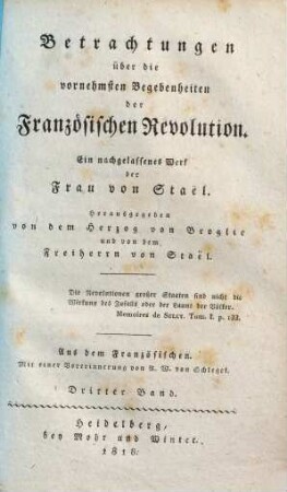 Betrachtungen über die vornehmsten Begebenheiten der französischen Revolution. Theil 5 = Bd. 3[,1]