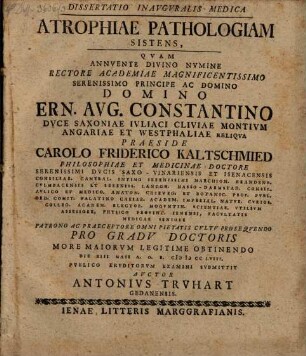Diss. inaug. ... atrophiae pathologiam sistens