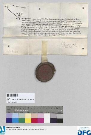 König Sigmund stellt der Judenschaft zu Nürnberg Quittung aus über 6000 fl als erste Rate einer ihr auferlegten außerordentlichen Steuer.