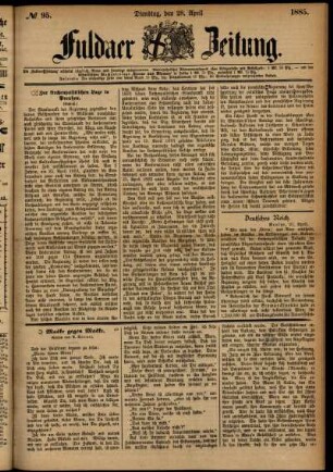 Ausgabe vom Dienstag, den 28. April 1885.