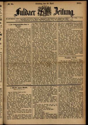 Ausgabe vom Dienstag, den 28. April 1885.
