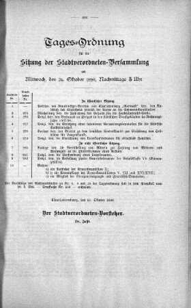 Tages-Ordnung, 26. Oktober 1898