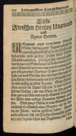 Liebe Zwischen Hertzog Ungenand und Agnes Bernin.