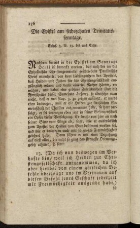 Die Epistel am sechszehnten Trinitatissonntage. Ephes. 3, V. 13. bis ans Ende